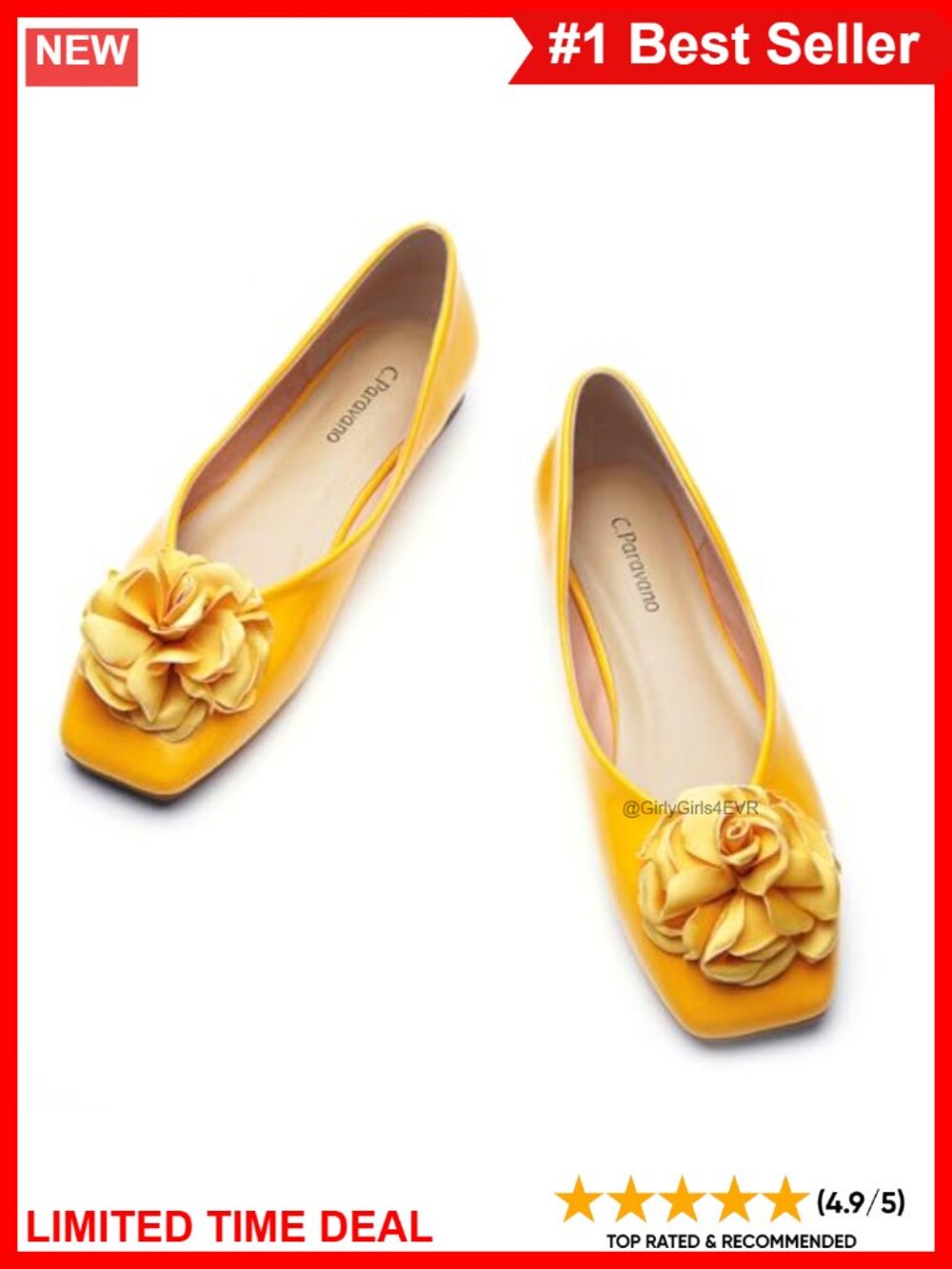 Square Toe Ballet Flats Memory Foam Slip-On Comfort Shoes